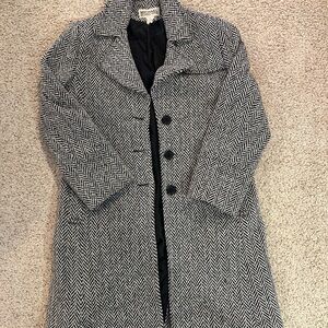 Michael Kors Black and White Herringbone Trench Coat